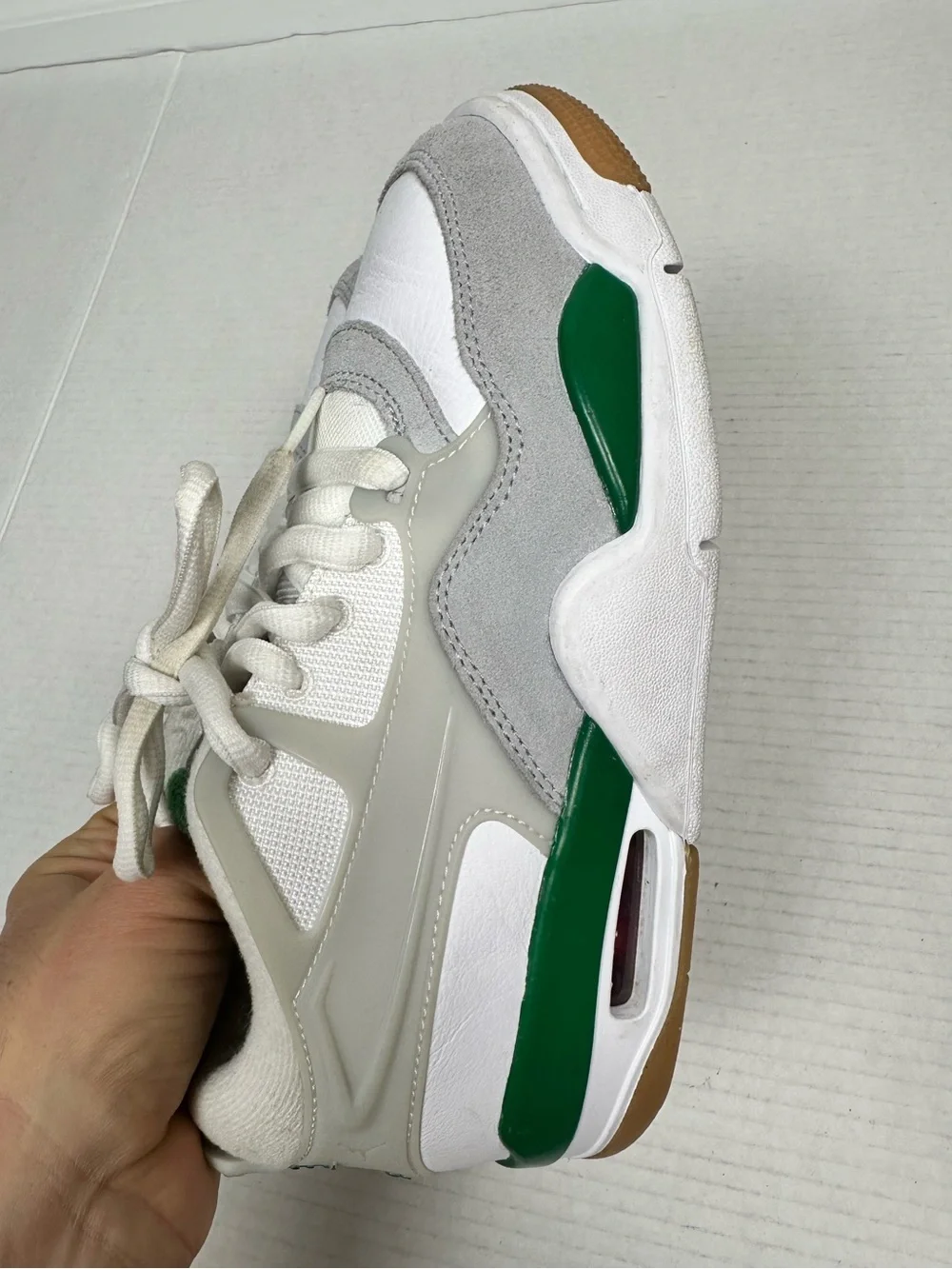 Nike Air Jordan 4 RM FQ7938-103 White/NeutralGrey/Wolf Grey/Pine Green Kids 4.5Y - Picture 10 of 15